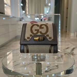 NWT Gucci Jumbo Monogram Diana Bamboo Wallet